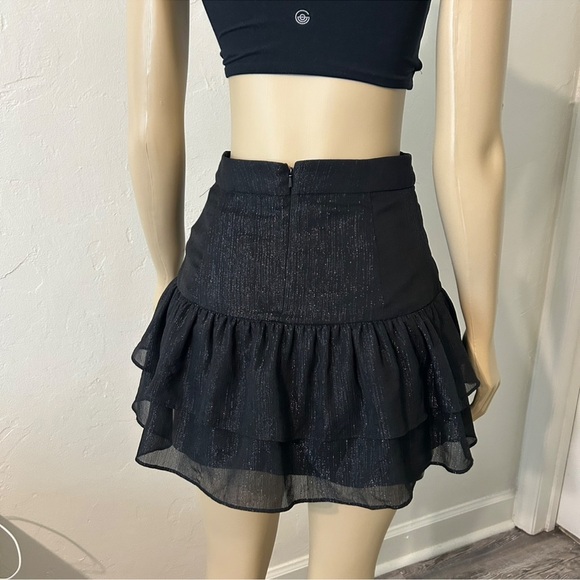 Madewell Shimmer Ruffle-Hem Mini Skirt Black Size 2 - Picture 4 of 5